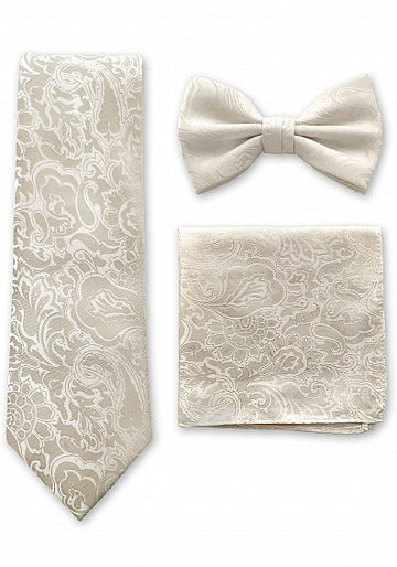 Set Cravata Batista Papion Paisley Sampanie